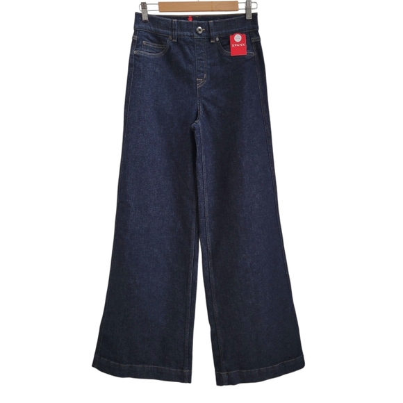 Spanx Wide Leg Denim Jeans in Raw Indigo Size Small‎ Petite - Picture 1 of 13